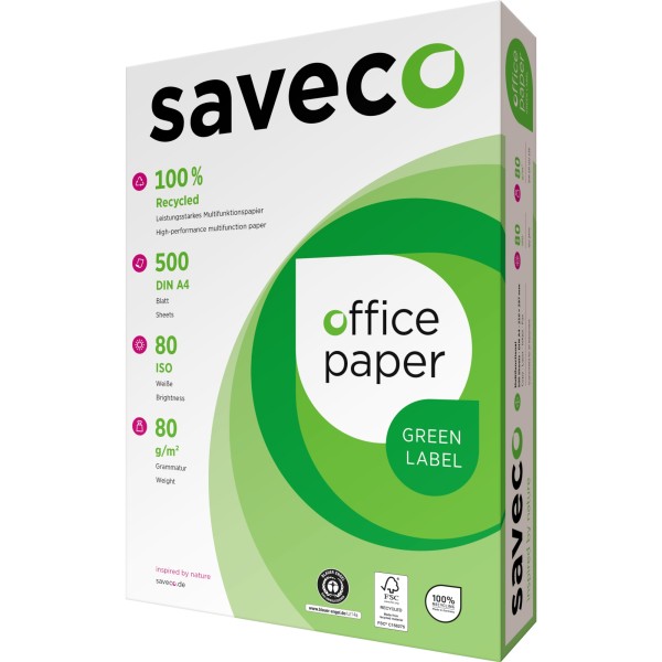 Saveco Kopierpapier Green Label 100000004 A4 80g ISO 80 500Bl.