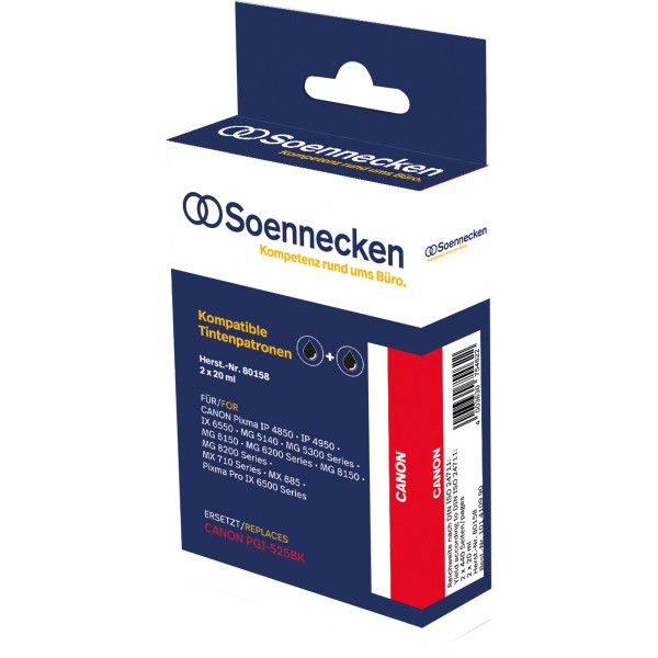 Soennecken Tintenpatrone 80158 wie Canon PGI525BK schwarz 2 St./Pack.