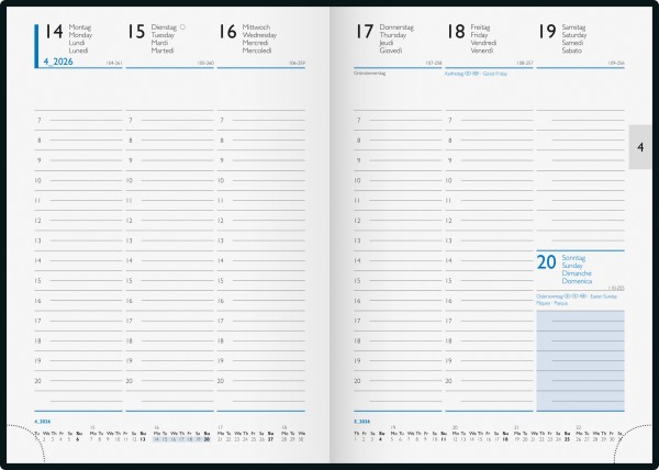 Wochenkalender Buchkalender Blattgröße 14,8 x 20,5 cm
