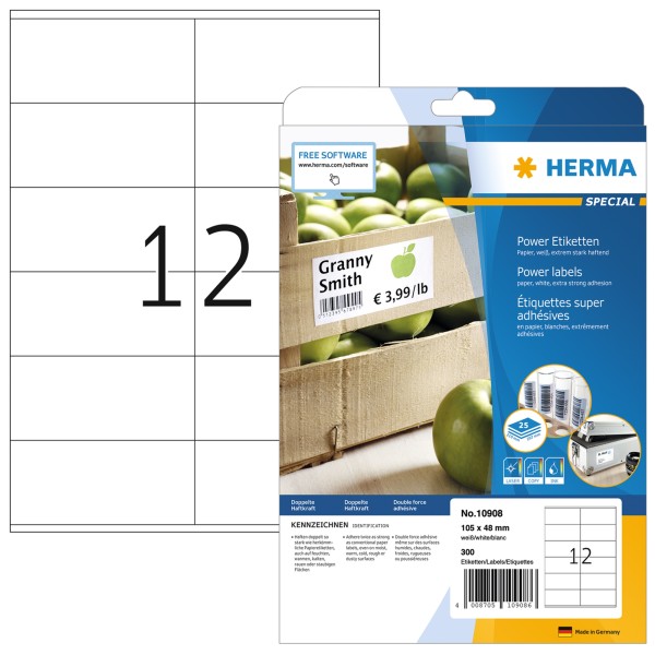 HERMA Etikett 10908 105x48mm weiß 300 St./Pack.