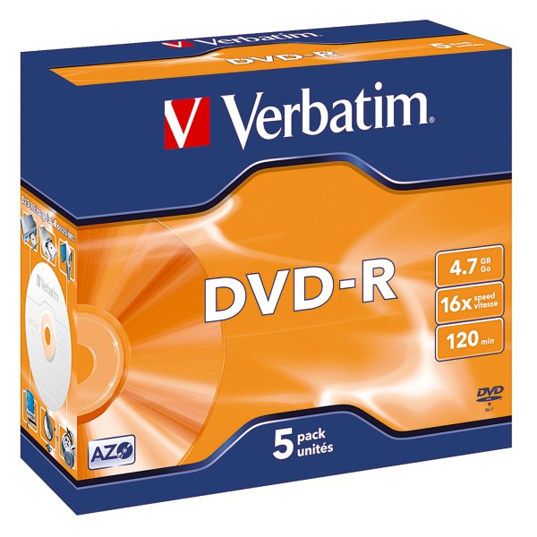 Verbatim DVD-R 43519 16x 4,7GB 120Min. Jewelcase 5 St./Pack.