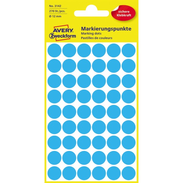 Avery Zweckform Markierungspunkt 3142 12mm blau 270 St./Pack.