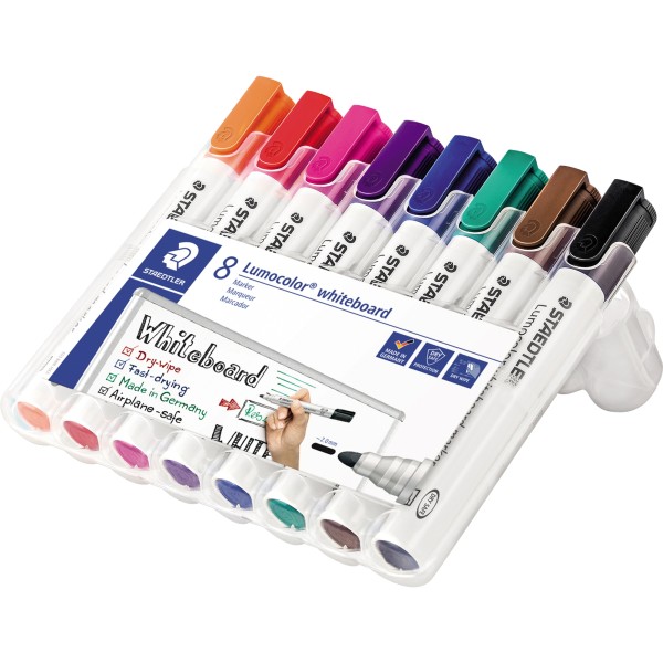 STAEDTLER Whiteboardmarker Lumocolor 351 WP8 2mm sort. 8St.