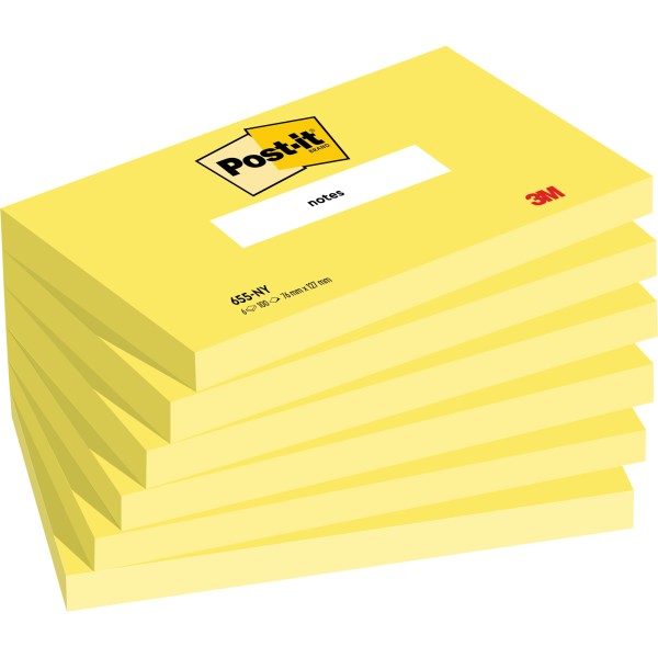 Post-it Haftnotiz 655-NY 127x76mm 100Bl neongelb 6St