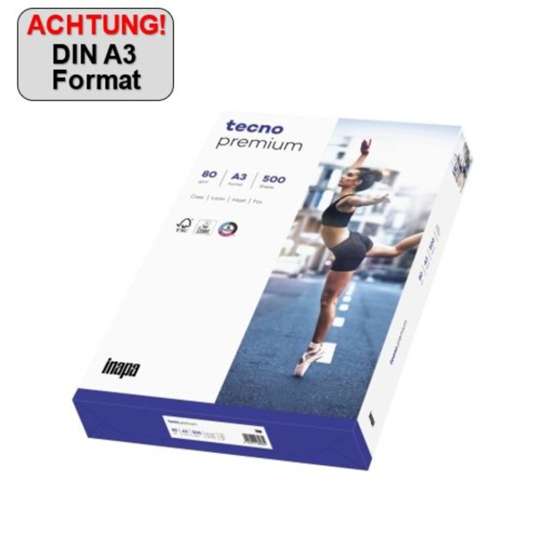 inapa tecno Kopierpapier Premium 2100011498 A3 80g 500 Bl./Pack.