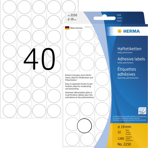 HERMA Markierungspunkt 2250 19mm Papier weiß 1.280 St./Pack.