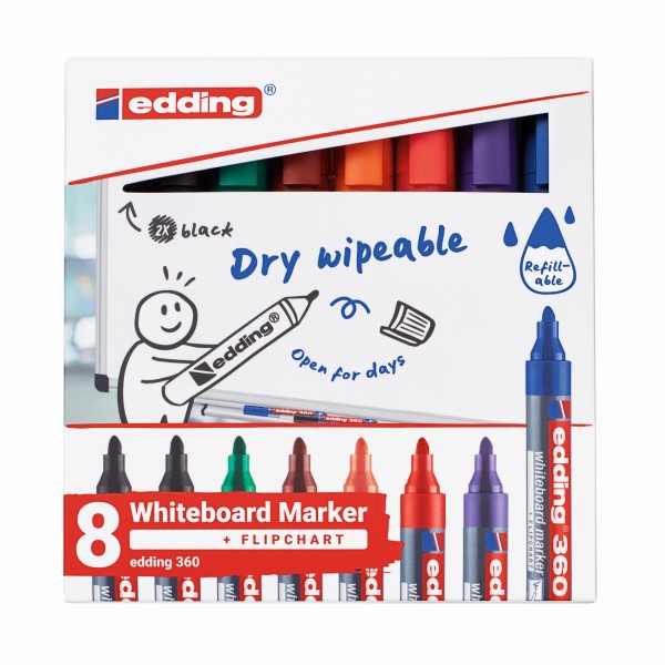 edding Whiteboardmarker 4-360-8-S2999 1,5-3mm sort. 8St.