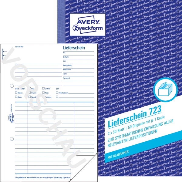 Avery Zweckform Lieferschein 723 DIN A5 2x50Blatt