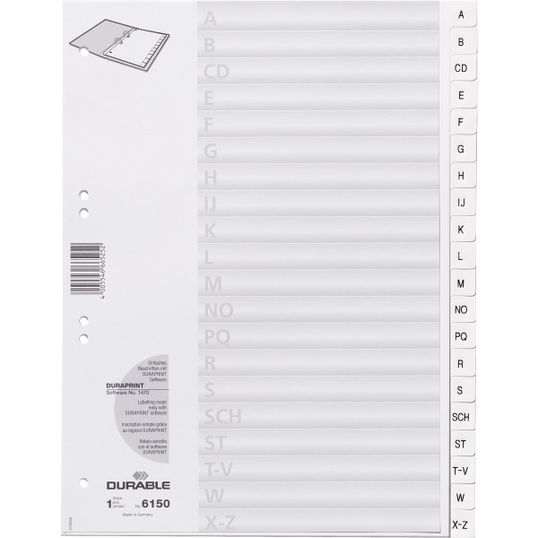 DURABLE Ordnerregister 615002 DIN A4 A-Z geprägte Taben ws