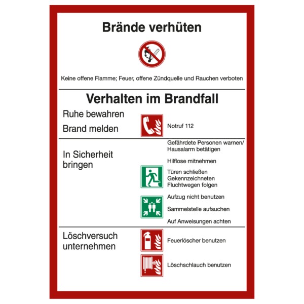 Marahrens Hinweisschild Brände verhüten K160.02.208 DIN14096