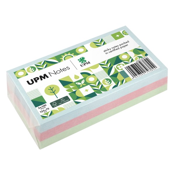 UPM Notes Haftnotiz 5655-20PG-3 Pastell 125x75mm 100Bl. sort. 3St.