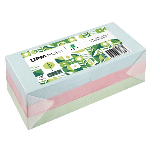 UPM Notes Haftnotiz 5654-20PG-12 Pastell 75x75mm 100Bl. sort. 12St.