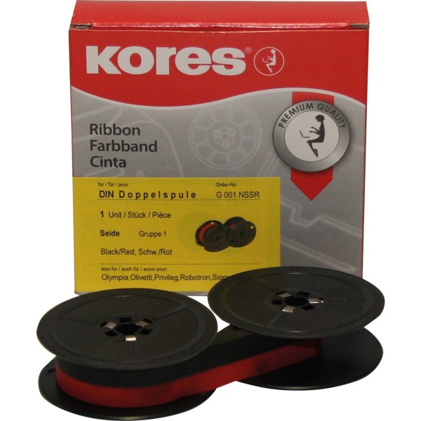 Kores Farbband G001NSSR Gr.1D für Triumph Adler Seide schwarz/rot