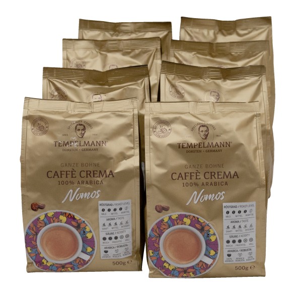 TEMPELMANN Kaffee Nomos Caffé Crema 120246 ganze Bohne 8x500g