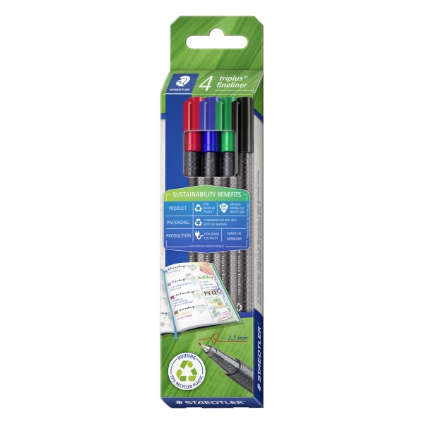 STAEDTLER Fineliner triplus 334 RC4 sort. 4St.