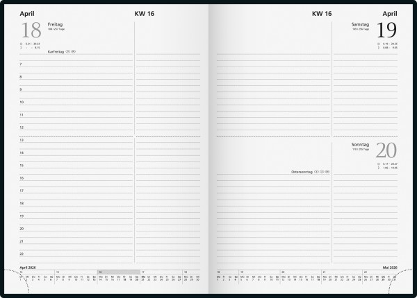 Tageskalender Buchkalender Blattgröße 14,5 x 20,6 cm