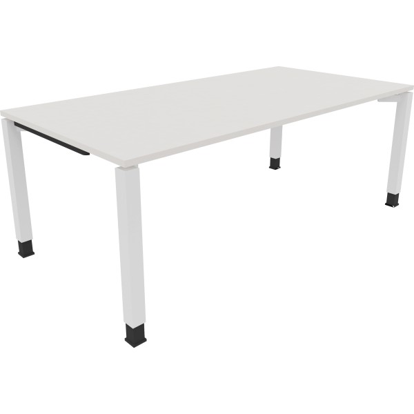 Schreibtisch Vierfuß Quadratrohr B2000xT1000xH680-820 ws/Weiß