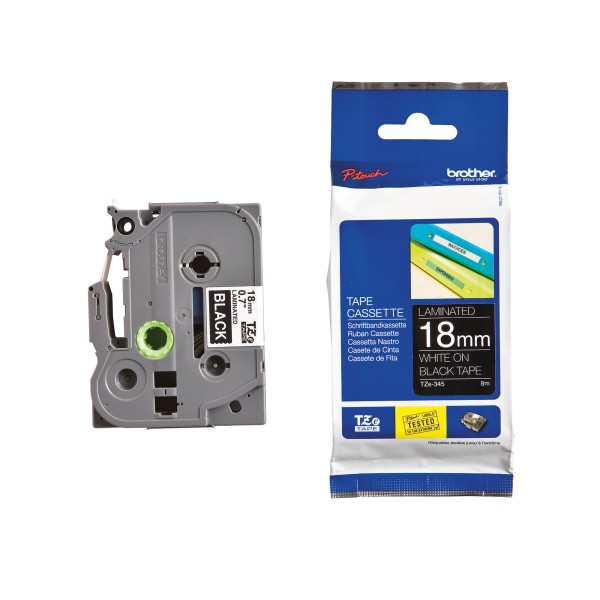 Brother Schriftbandkassette TZE345 18mmx8m laminiert ws auf sw