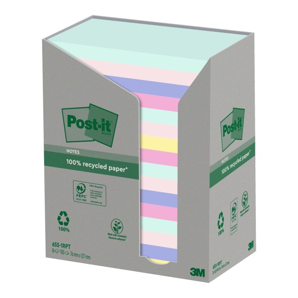 Post-it Haftnotiz Recycling Notes 655-1RPT 127x76mm sortiert 16 St.