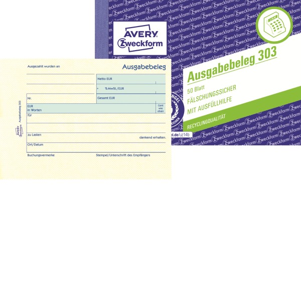 Avery Zweckform Ausgabebeleg 303 DIN A6 quer 50Blatt gelb