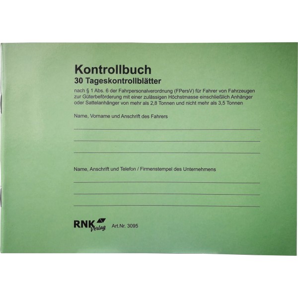 RNK Kontrollbuch 3095 für Fahrpersonal DIN A5 quer 32Blatt