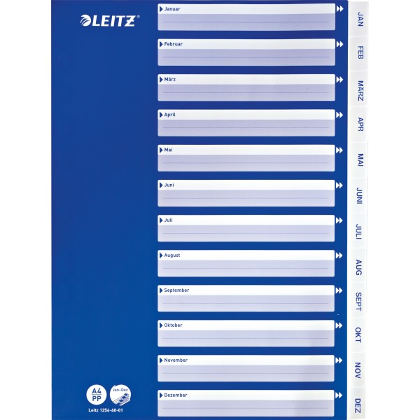 Leitz Plastikregister Jan-Dez 12546001 A4 PP ws