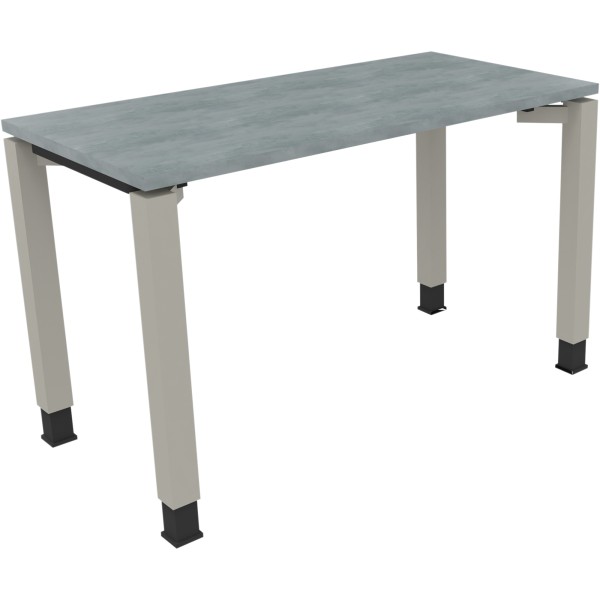 Schreibtisch Vierfuß Quadratrohr B1200xT600xH680-820 si/Beton hell