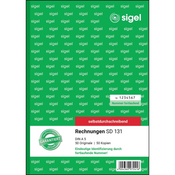 SIGEL Rechnung SD131 DIN A5 selbstdurchschreibend 2x50Blatt