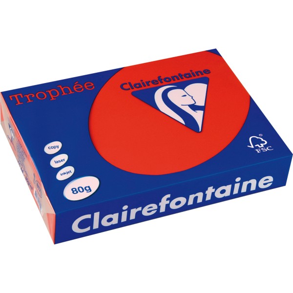 Clairefontaine Kopierpapier 8175C A4 80g korallenrot 500 Bl./Pack.