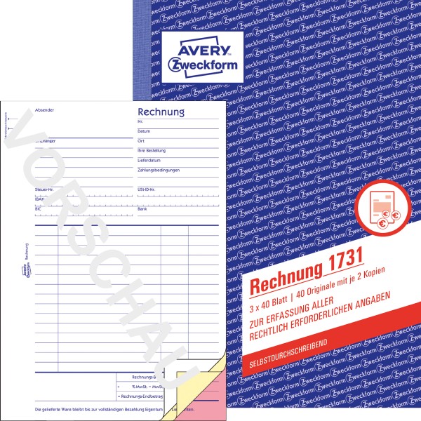 Avery Zweckform Rechnung 1731 DIN A5 3x40Blatt