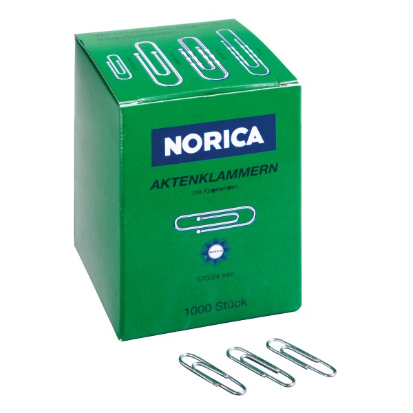 NORICA Büroklammer 2210 24mm Metall glatt verzinkt 1.000 St./Pack.