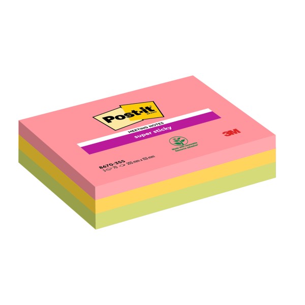 Post-it Haftnotiz Meeting Notes 8670-3SS-EU 203x152mm sort. 3x70Bl.