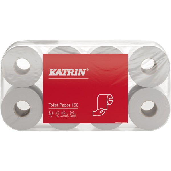 Katrin Toilettenpapier 150 40414 3lg. 150Bl. weiß 8 Rl./Pack.