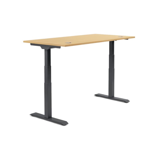 Schreibtisch 1800x605-1255x800mm Platte Buche Gestell sw