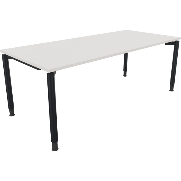 Schreibtisch Vierfuß Rundrohr B2000xT900xH680-820 an/Weiß