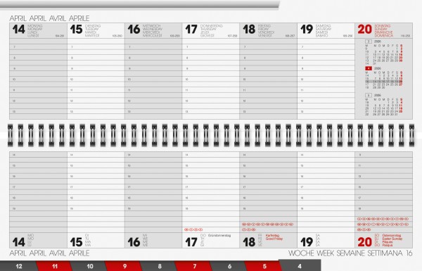 Brunnen Querterminkalender "Metallico" 1077701, 2 Seiten = 1 Woche