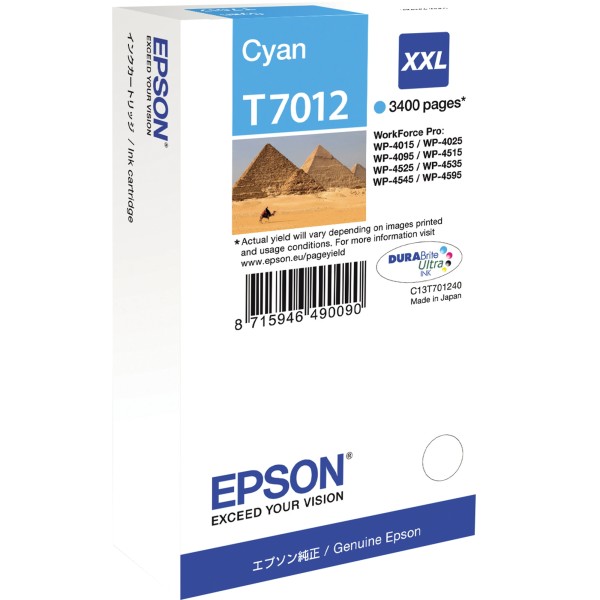 Epson Tintenpatrone C13T70124010 T7012 3.400Seiten 34ml cyan