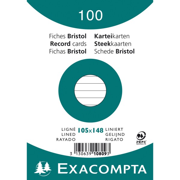 Exacompta Karteikarte 10809SE DIN A6 liniert weiß 100 St./Pack.