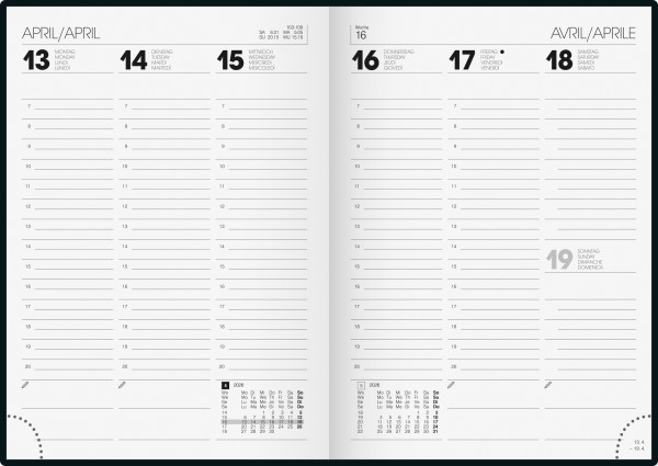 Brunnen Buchkalender 1079611, 2 Seiten = 1 Woche