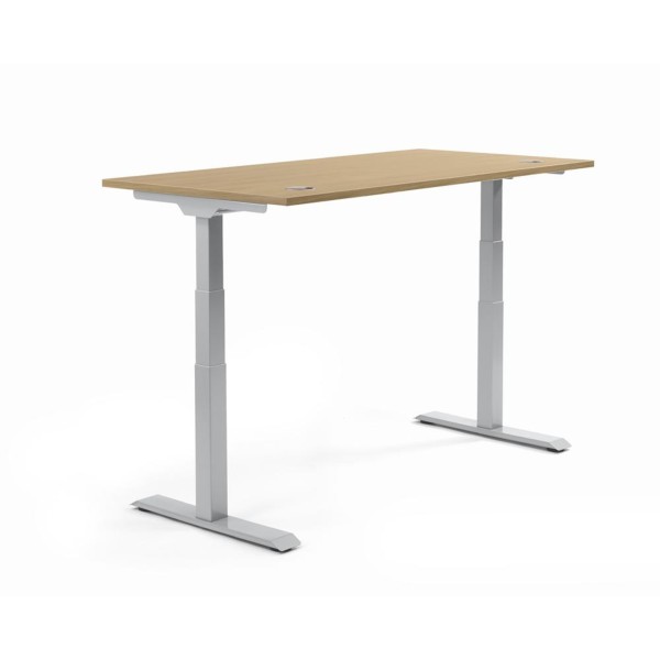 Schreibtisch 1800x605-1255x800mm Platte Eiche hell Gestell si