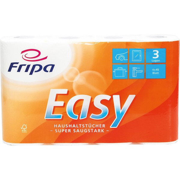 Fripa Küchenrolle EASY 3074003 3lg. 45Bl. Zellstoff hochws 4 St./Pack.