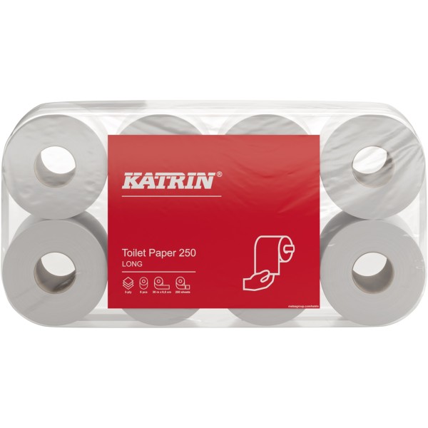 Katrin Toilettenpapier 250 104872 3-lagig weiß 8 Rl./Pack.