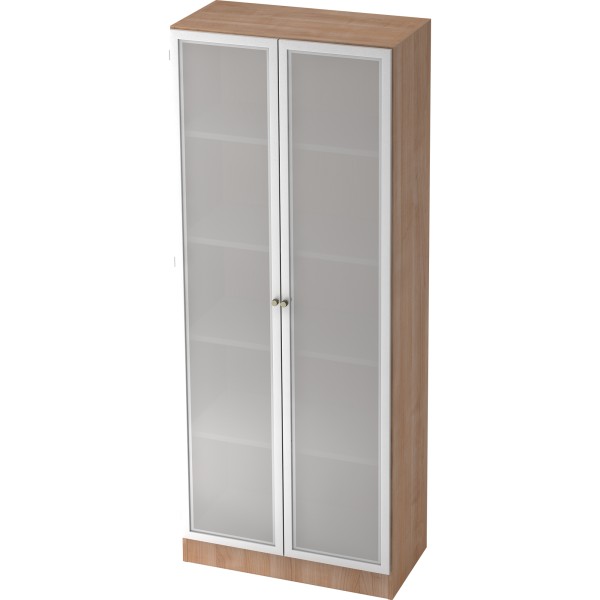 Hammerbacher Glastürenschrank Solid V6100G/W/S/SG 80x42x200,4cm nußbaum