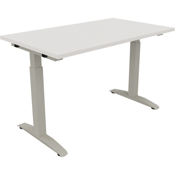 Schreibtisch Kufe Einzels. Quadrat B1200xT700xH650-850 si/Weiß