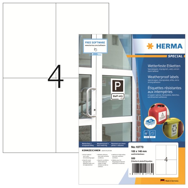 HERMA Etikett 10773 105x144mm weiß 320 St./Pack.