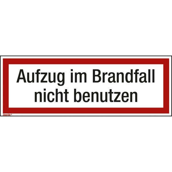 Hinweisschild Aufzug im Brandfall 297x105mm Folie