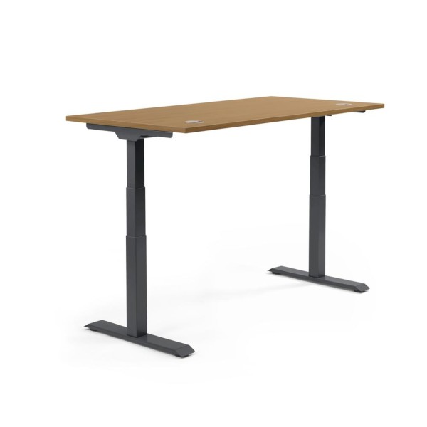 Schreibtisch 1600x605-1255x800mm Platte Nuss Gestell sw
