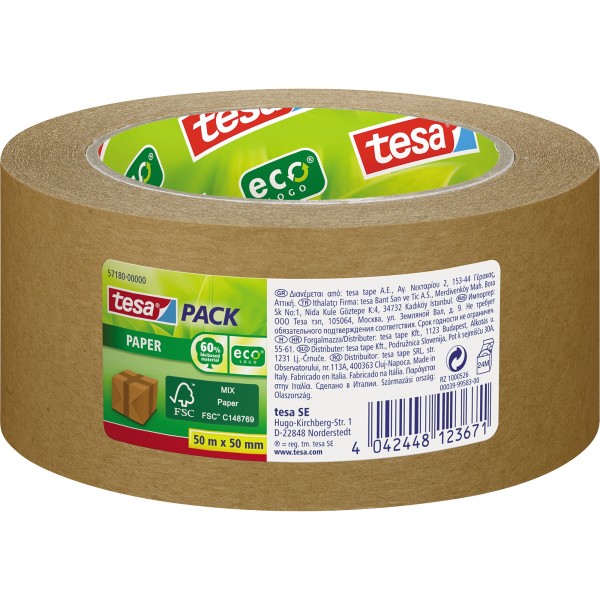 tesa Packband tesapack Paper EcoLogo 57180-00000 50mmx50m braun