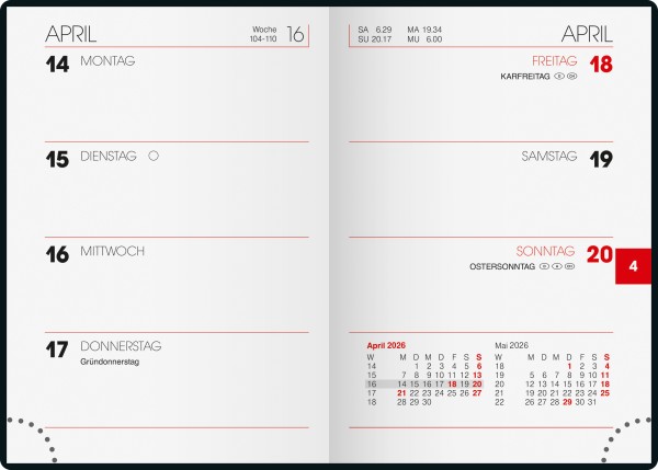 Brunnen Taschenkalender "Aristico", 2 Seiten = 1 Woche