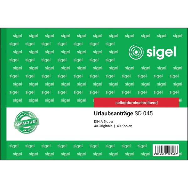 SIGEL Urlaubsantrag SD045 DIN A5 +Durchschlag 2x40Blatt